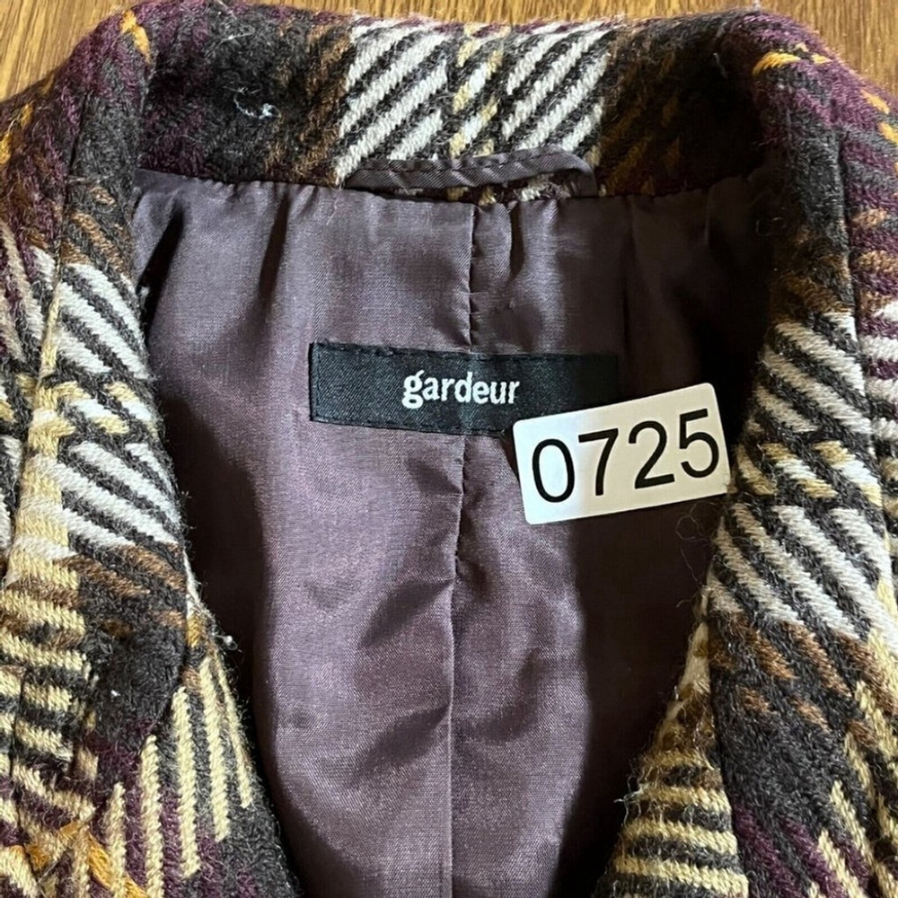 Vintage Blazer Women's Size 8 Brown Yellow Wool Plaid Germany Dark Academic - Picture 14 of 14